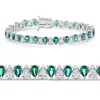 Pompeii3 10ct Pear Shape Emerald Diamond Tennis Bracelet 14k White Gold Lab Grown In Multi