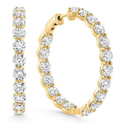 Pompeii3 10ct Tw Round Diamond Inside Outside Hoops Vault Lock 14k Yellow Gold Lab Grown