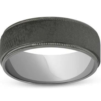 Pompeii3 10k Black Gold 8mm Brushed Mens Wedding Band In Multi