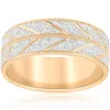 Pompeii3 10k Gold Men's Comfort-fit Wedding Band Stone Finish And Cuts 8mm Two Tone In White