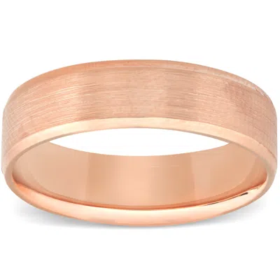 Pompeii3 10k Rose Gold Mens Brushed Beveled Edge Comfort Fit Wedding Band In Multi