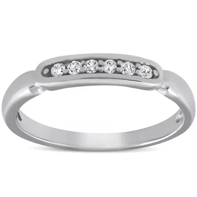 Pompeii3 10k White Gold 1/10ct Diamond Anniversary Wedding Promise Ring High Polished In Multi
