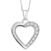 Pompeii3 10k White Gold 1/10ct Tw Diamond Small Heart Pendant Necklace 1" Tall In Multi