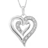 Shop Pompeii3 10k White Gold 1/10ct Tw Real Diamond Heart Pendant Necklace In Multi