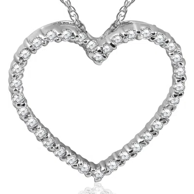Pompeii3 10k White Gold 1/2ct Diamond Heart Pendant Necklace In Multi