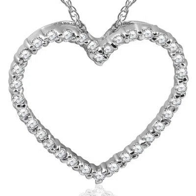 Pompeii3 10k White Gold 1/2ct Diamond Heart Pendant Necklace In Transparent