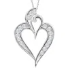 Pompeii3 10k White Gold 1/2ct Tw Real Diamond Heart Pendant Necklace 1" Tall In Multi