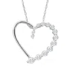 Pompeii3 10k White Gold 1/3ct Tw Graduated Diamond Heart Pendant Necklace In Multi