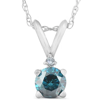 Pompeii3 10k White Gold 1/4ct Tdw Blue And White Diamond Necklace In Multi
