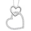 Pompeii3 10k White Gold 1/4ct Tw Diamond Small Heart Pendant Necklace 1" Tall In Multi