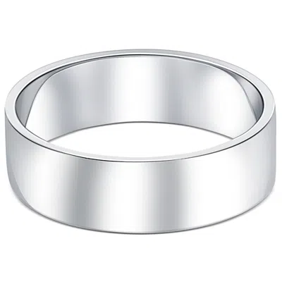 Pompeii3 10k White Gold 6mm Flat Comfort Fit High Polished Wedding Band Mens Ring In Multi
