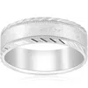 Pompeii3 10k White Gold Mens 7mm Wedding Ring Brushed With Cuts Comfort-fit In Multi
