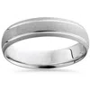 Pompeii3 10k White Gold Mens Brushed Double Inlay Wedding Band In Silver