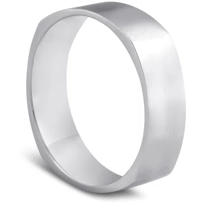 Pompeii3 10k White Gold Mens Hand High Polished Squared Off 6mm Wedding Band In Multi