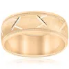 Pompeii3 10k Yellow Gold Mens Wedding Band With Satin Finish And Cuts 8mm Size Selectable In White