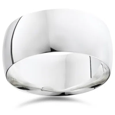 Pompeii3 10mm Dome High Polished Wedding Band 14k White Gold Size Selectable In Metallic
