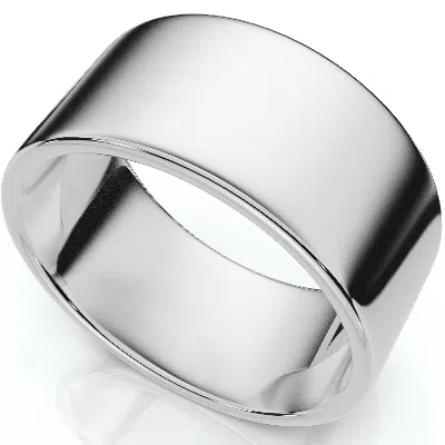 Pompeii3 Flat High Polished 10mm Wedding Band 14k White Gold Size Selectable In Silver