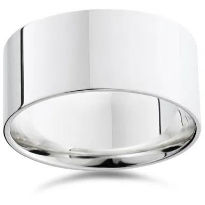Pompeii3 10mm Flat High Polished Wedding Band 14k White Gold Size Selectable In Pink
