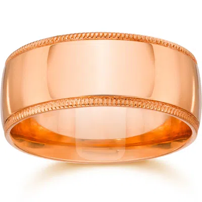 Pompeii3 10mm Milgrain 14k Rose Gold Polished Wedding Band Size Selectable In Multi