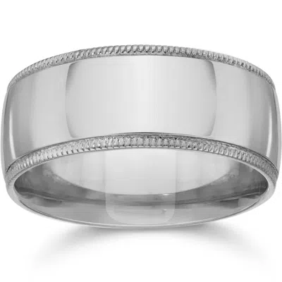 Pompeii3 10mm Milgrain Edge Wedding Band 14k White Gold Size Selectable In Multi