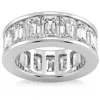 Pompeii3 11 1/2ct Emerald Cut Diamond Eternity Ring Channel Set 14k Gold Lab Grown In Silver