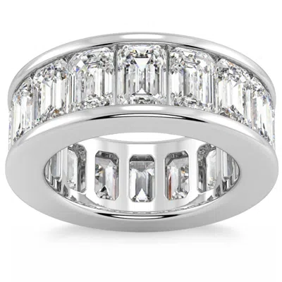 Pompeii3 11 1/2ct Emerald Cut Diamond Eternity Ring Channel Set 14k Gold Lab Grown In Silver