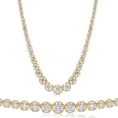 Pompeii3 11 1/2ct Graduated Diamond Tennis Necklace 14k Yellow Gold Lab Grown In Multi