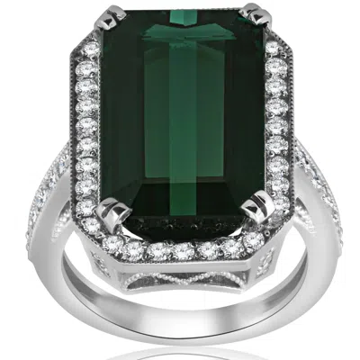 Pompeii3 11 1/4ct Vintage Tourmaline Pave Vvs Diamond Engagement Ring 18k White Gold Size 6 In Multi