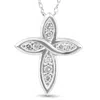 Pompeii3 1/10 Ct Diamond Cross 14k White Gold 5/8" Tall In Silver