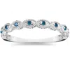Pompeii3 1/10 Cttw Vintage Blue Diamond Wedding Ring 14k White Gold In Multi