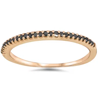 Pompeii3 1/10ct Black Diamond Stackable Ring 14k Rose Gold