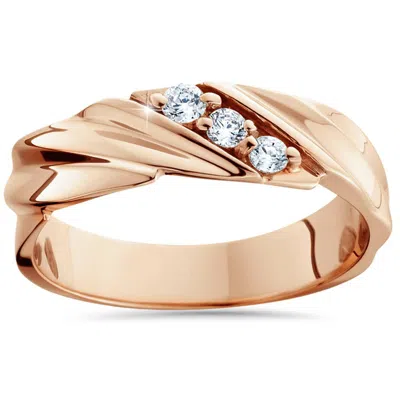 Pompeii3 1/10ct Diamond 14k Rose Gold Mens Wedding Ring In Multi