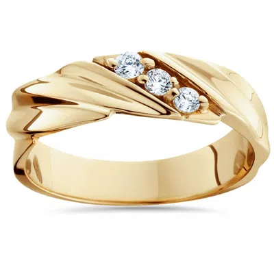 Pompeii3 1/10ct Diamond 14k Yellow Gold Mens Wedding Ring Size Selectable