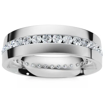 Pompeii3 1.10ct Diamond Eternity Men's Wedding Ring Polished Band 14k Gold Lab Grown In Silver