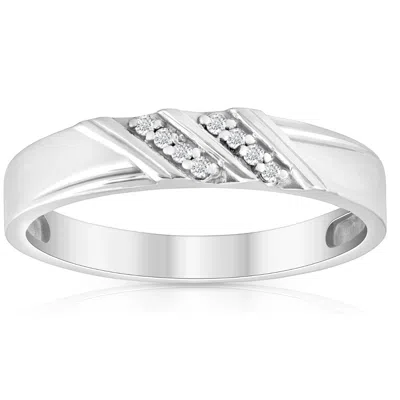 Pompeii3 1/10ct Diamond Mens Ring 14k White Gold In Multi