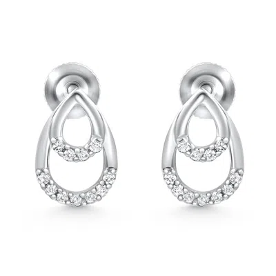 Pompeii3 1/10ct Diamond Pear Shape Dangle Petite Earrings 14k White Gold In Silver