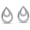 Pompeii3 1/10ct Diamond Pear Shape Dangle Petite Earrings 14k White Gold In Multi