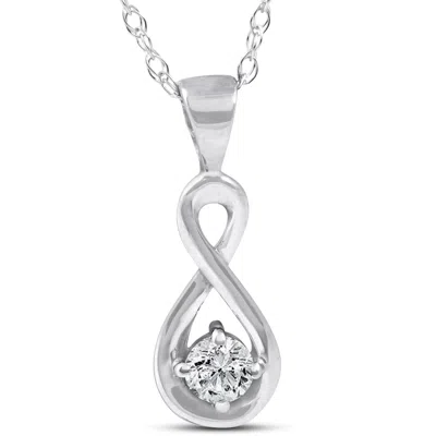 Pompeii3 1/10ct Diamond Solitaire Knot Pendant 10k White Gold Womens Necklace In Multi