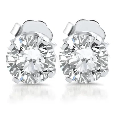 Pompeii3 1.10ct Diamond Studs 14k White Gold Clarity Enhanced In Metallic