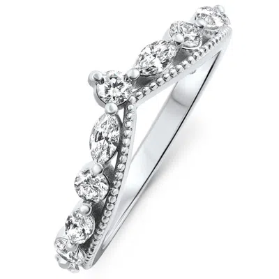 Pompeii3 1/10ct Diamond Wedding Contour 1ct Fancy Manniversary Ring In 14k Gold Lab Grown In Multi
