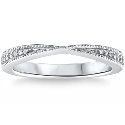 Pompeii3 1/10ct Diamond Wedding Contour Anniversary Ring In 14k Gold Lab Grown In Multi