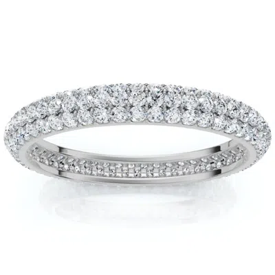 Pompeii3 1.10ct Pave Diamond Eternity Wedding Ring 14k White Gold Lab Grown Size Selectable In Transparent