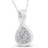 Pompeii3 1/10ct Pave Tear Drop Solitaire Diamond Pendant 10k White Gold In Multi