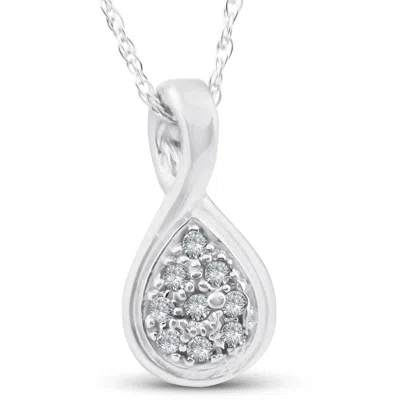 Pompeii3 1/10ct Pave Tear Drop Solitaire Diamond Pendant 10k White Gold In Multi