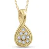 Pompeii3 1/10ct Pave Tear Drop Solitaire Diamond Pendant 10k Yellow Gold In Multi
