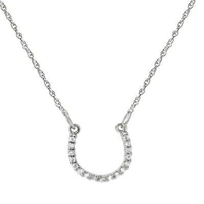 Pompeii3 1/10ct Petite 14k White Gold Diamond Horseshoe Pendant In Multi