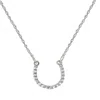 Pompeii3 1/10ct Petite 14k White Gold Diamond Horseshoe Pendant In Silver