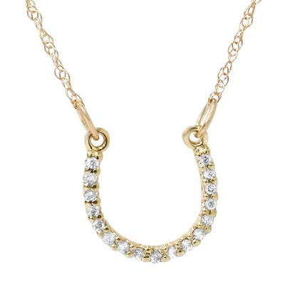 Pompeii3 1/10ct Petite 14k Yellow Gold Diamond Horseshoe Pendant In Multi