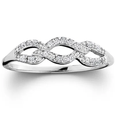 Pompeii3 1/10ct Petite Diamond Infinity Ring 10k White Gold In Multi