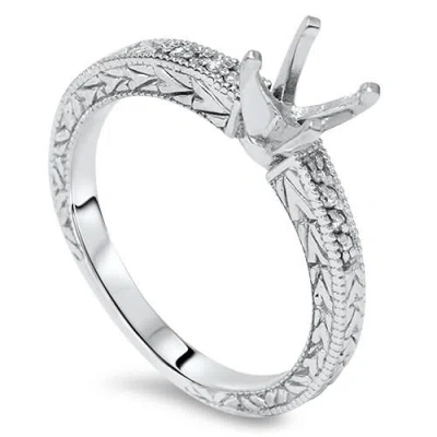 Pompeii3 1/10ct Vintage Diamond Ring Setting 14k White Gold In Multi